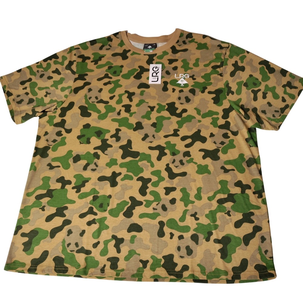 LRG Lifted Research Group Mens Panda Camo T-Shirt Tan Green 2XL New With Tags